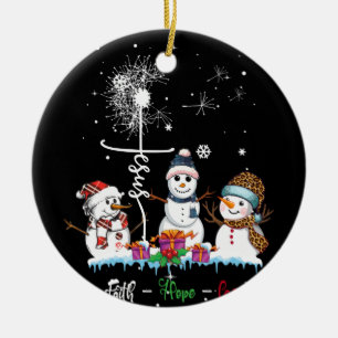 Ornamento De Cerâmica Faith Hope Love Snowman Jesus Dandelion Christian
