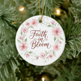 Ornamento De Cerâmica Faith in Bloom Floral Ornament