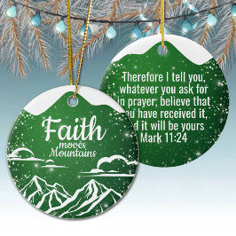 Ornamento De Cerâmica Faith Moves Mountains Inspirational Scripture 🎄