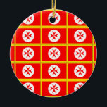 Ornamento De Cerâmica Faixa da Toscana Medici Marinho<br><div class="desc">O período marinho Tuscan Medici identificado na frota da Ordem do Santo Stephen. A bandeira oficial foi erguida das cozinhas vermelhas bordaduras amarelas com uma cruz central da Ordem por um disco branco. Aparecido desde 1562 (ano de fundação da Ordem) provavelmente durou até a chegada da Lorena (1737).</div>