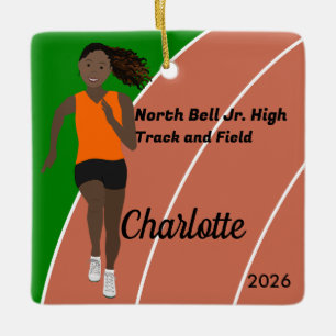 Ornamento De Cerâmica Faixa de Cabelos Pretos e Garota de Campo em Laran