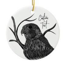 Falcão Peregrino em Ramais de Árvore com Escrita M