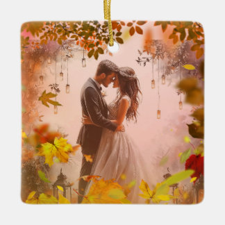 Ornamento De Cerâmica Fall-in In Love Wedding or Anniversary Ornament 