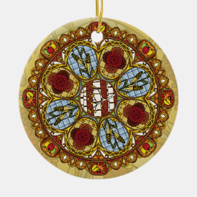 Ornamento De Cerâmica Fall Nouveau Ornament (Frente)