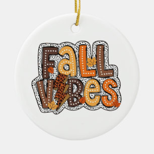 Ornamento De Cerâmica Fall Vibes Cai Deixa Pumpkin Spice Ação de Graças