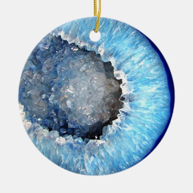 Ornamento De Cerâmica Falln Geode de cristal azul (Frente)