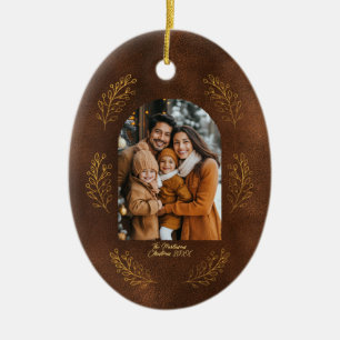 Ornamento De Cerâmica Família Arco Elegante Deixa Natal Marrom