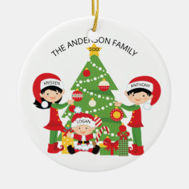 Ornamento De Cerâmica Família bonito festiva do Natal personalizado 3