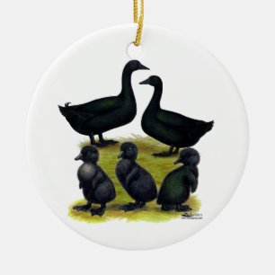 Ornamento De Cerâmica Família Cayuga Duck