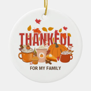 Ornamento De Cerâmica Família de agradecimentos Personalizados Pumpkin d