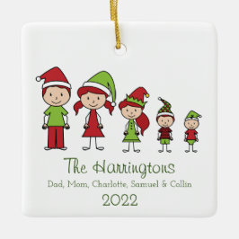 Ornamento De Cerâmica Família de Caracteres de Natal Personalizados
