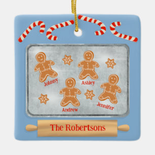 Ornamento De Cerâmica Família de cozinheiros de pão-de-gengibre