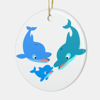 Ornamento De Cerâmica Família de Golfinhos de Cartoon Bonito