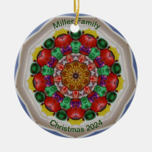 Ornamento De Cerâmica FAMÍLIA DE MILLER ~ Fractal de Natal Personalizado