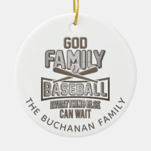 Ornamento De Cerâmica Família Deus Baseball Família