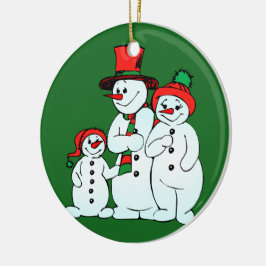 Ornamento De Cerâmica família do boneco de neve de férias