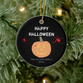 Ornamento De Cerâmica Família e Ano de Bompkin Halloween