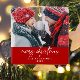 Ornamento De Cerâmica Família Feliz Natal/Nomes de Casal 2 Foto