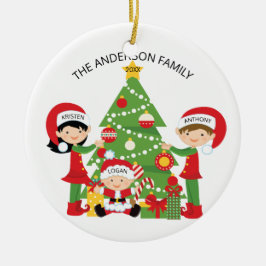 Ornamento De Cerâmica Família festiva do Natal personalizado 3
