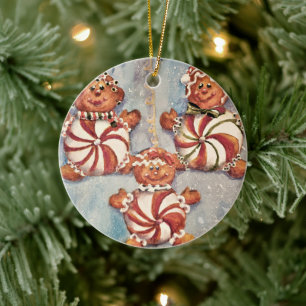 Ornamento De Cerâmica Família Gingerbread Cookie