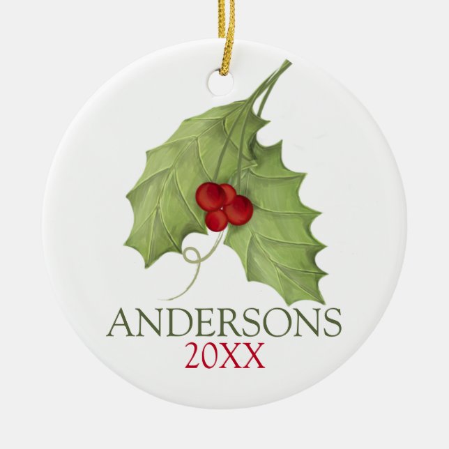 Ornamento De Cerâmica Família Greenery, Feriado Russo das Berries Botâni (Frente)