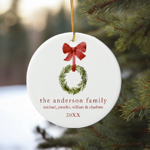 Ornamento De Cerâmica Família Keepsasaarnatalino Arco Vermelho Verde