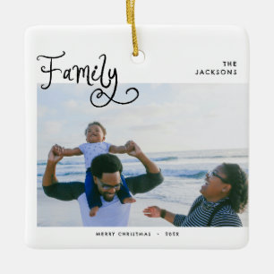 Ornamento De Cerâmica Família Mínima Foto Caprichoso Feliz Natal