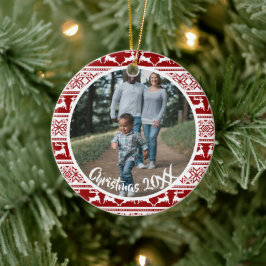 Ornamento De Cerâmica Família Nórdica de Reindeiros Escandinavos de Nata