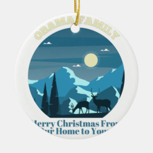 Ornamento De Cerâmica Família Obama Feliz Natal de Nossa Casa
