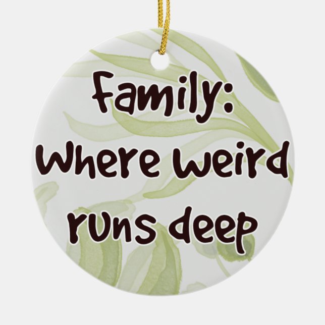 Ornamento De Cerâmica Família: Onde O Estranho É Profundo (Frente)