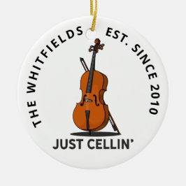 Ornamento De Cerâmica Família Personalizada Apenas Celin Cello Fiddle Mu