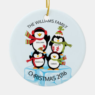 Ornamento De Cerâmica Família personalizada BONITO de um Natal de 4