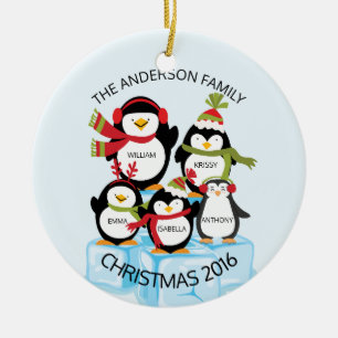 Ornamento De Cerâmica Família personalizada BONITO de um Natal de 5