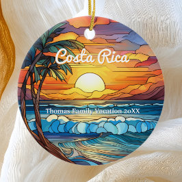 Ornamento De Cerâmica Família Personalizada Costa Rica Trip Faux Vidro A