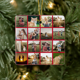 Ornamento De Cerâmica Família Personalizada de Colagem de Fotos