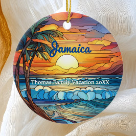 Ornamento De Cerâmica Família Personalizada Jamaica Trip Faux Vidro Atid