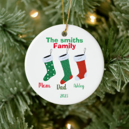 Ornamento De Cerâmica Família personalizada Natal 2023