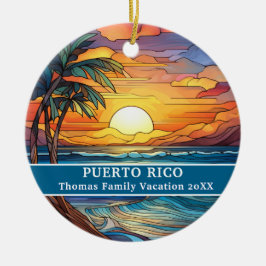 Ornamento De Cerâmica Família Personalizada Porto Rico Trip Faux Vidro A