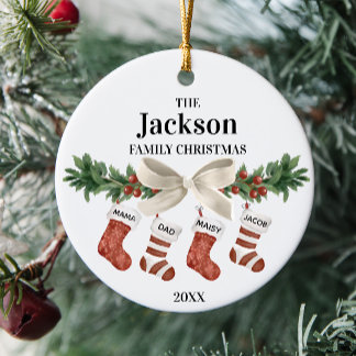 Ornamento De Cerâmica Família Personalizável De 4 Parques De Natal