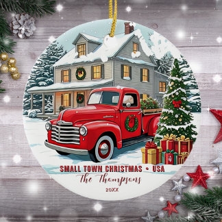 Ornamento De Cerâmica Família Small Town Christmas USA