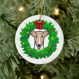 Ornamento De Cerâmica Fanfarro e Luzes de Natal - Fumaça e branco