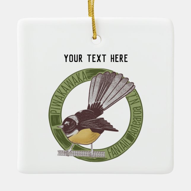Ornamento De Cerâmica Fantail, ave nativa neozelandesa Aotearoa NZ (Frente)