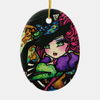 Ornamento De Cerâmica Fantasia louca da menina do país das maravilhas de