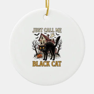 Ornamento De Cerâmica Fantasias de Gato Preto Casa Assombrada Roupas Div