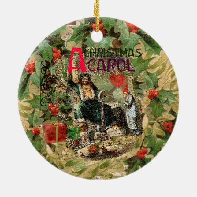 Ornamento De Cerâmica Fantasma da Ilustração de Natal Presente (Traseira)