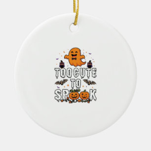 Ornamento De Cerâmica Fantasma Laranja de Halloween Morcego Abóboras Mui