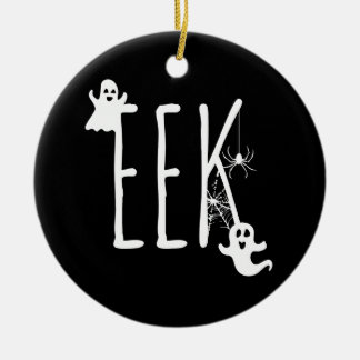 Ornamento De Cerâmica Fantasmagóricos Fantasmas e Aranha Halloween Preto