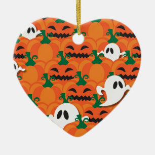 Ornamento De Cerâmica Fantasmas de Abóbora de Halloween Assombrados