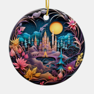 Ornamento De Cerâmica Fantasy Castle Decor, Quilled