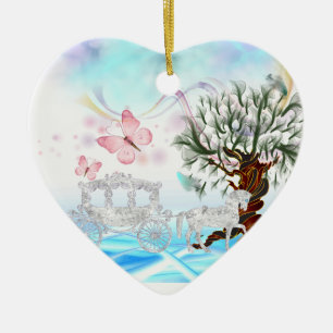 Ornamento De Cerâmica Fantasy Crystal Horse Carruagem